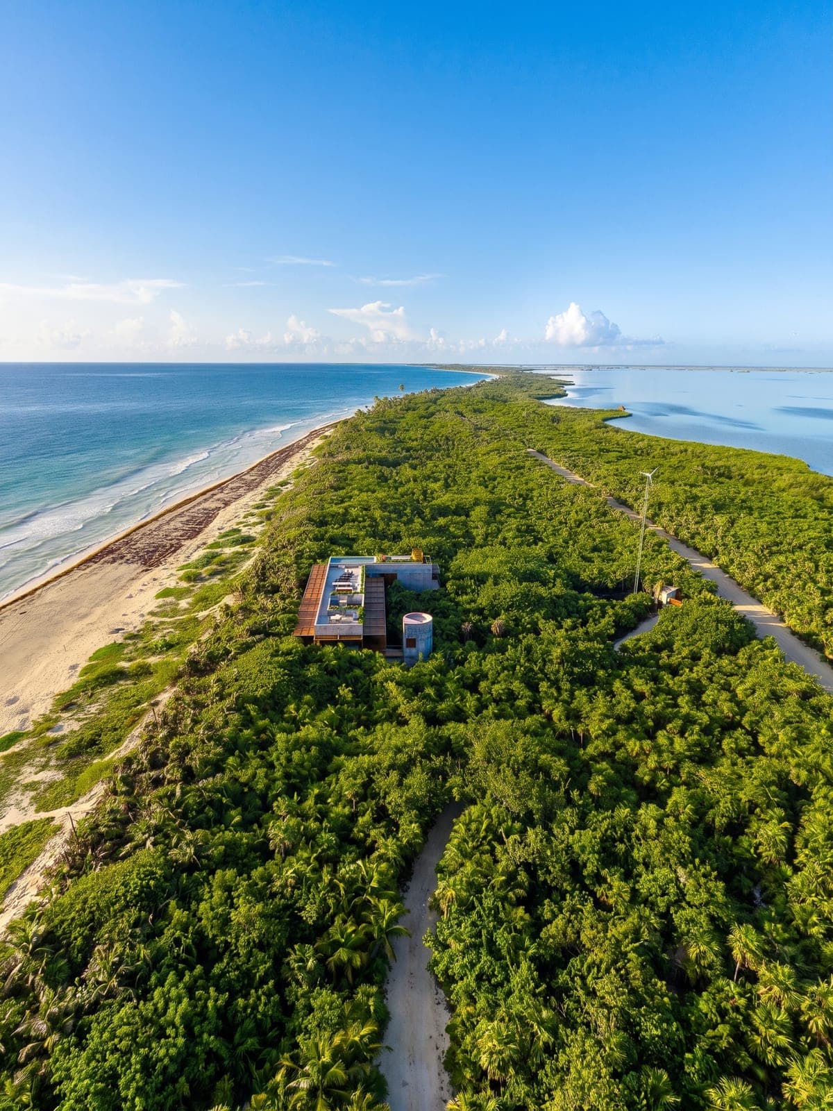 Casa Bautista, an oceanfront concrete house in Sian Ka'an, Riviera Maya: minimalist architecture between the jungle and the beach.